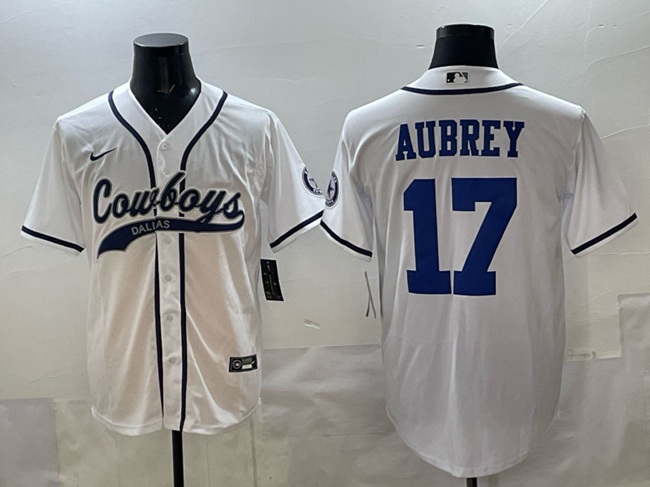 Dallas Cowboys #17 Brandon Aubrey White Cool Base Stitched Jersey - Zenithce