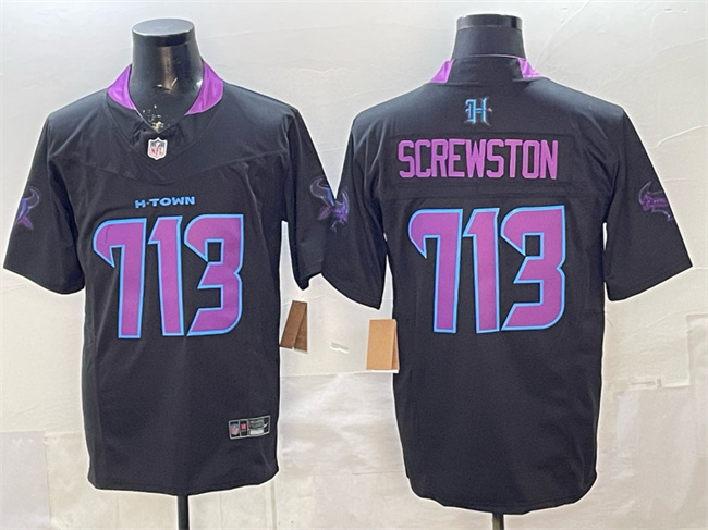 Houston Texans #713 Screwston Black F.U.S.E. 2025 DJ SCREW Vapor Limited Stitched Jersey - Zenithce
