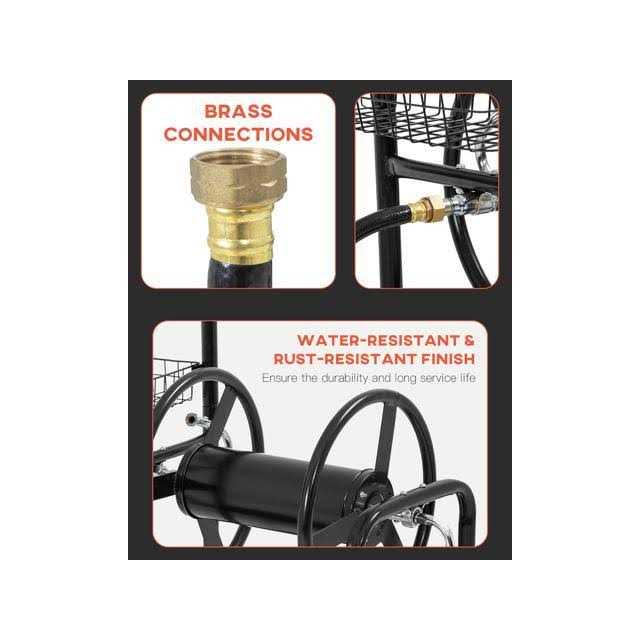 FDW Garden Water Hose Reel Cart Wheels Garden Lawn Water Truck Water Planting Cart Heavy Duty Outdoor Yard Water Planting Holds 300-Feet - Zenithce