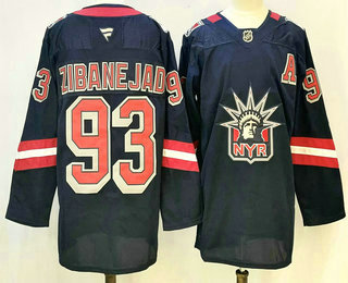 New York Rangers #93 Mika Zibanejad Navy Reverse Retro Authentic Jersey - Zenithce