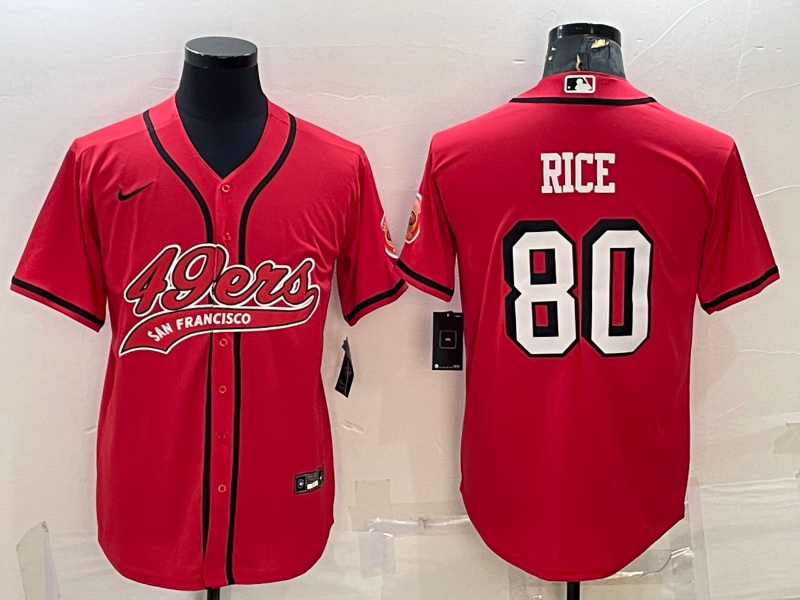 San Francisco 49ers #80 Jerry Rice New Red With Patch Cool Base Stitched Baseball Jersey - Zenithce
