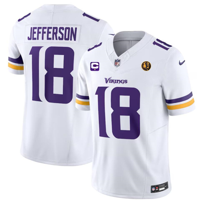 Minnesota Vikings #18 Justin Jefferson White 2023 F.U.S.E. With 1-Star C Patch And John Madden Patch Vapor Limited Stitched Jersey - Zenithce