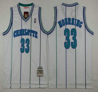Charlotte Hornets #33 Alonzo Mourning 1992-93 White Hardwood Classics Soul Swingman Throwback Jersey - Zenithce