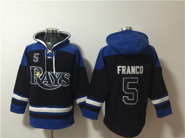 Tampa Bay Rays #5 Wander Franco Black Blue Lace-Up Pullover Hoodie - Zenithce