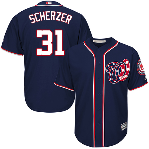 Washington Nationals #31 Max Scherzer Navy Cool Base Stitched Jersey - Zenithce