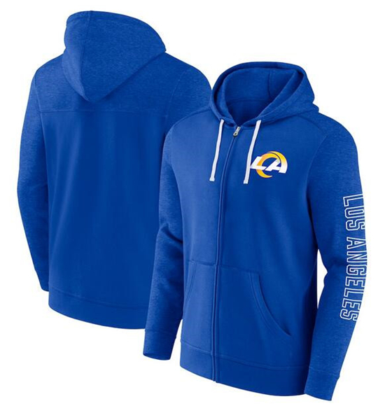 Los Angeles Rams Royal Offensive Lineup Hoodie Full-Zip Hoodie - Zenithce