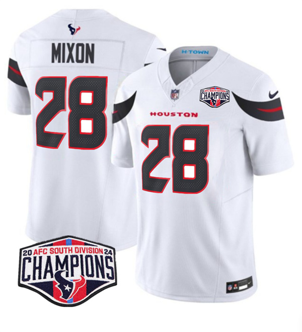 Houston Texans #28 Joe Mixon White F.U.S.E. 2024 AFC South Division Champions Vapor Limited Stitched Jersey - Zenithce