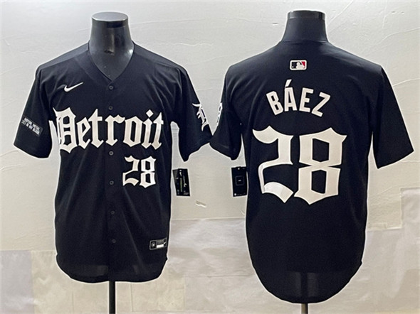 Detroit Tigers #28 Javier Báez Black 'Motor Gothic Edition' Vapor Premier Limited Stitched Jersey - Zenithce