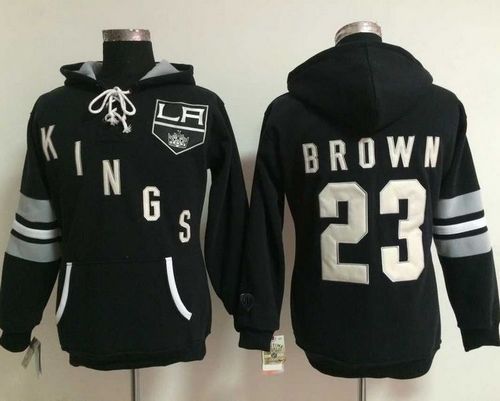 Los Angeles Kings #23 Dustin Brown Black Women's Old Time Heidi Hoodie - Zenithce