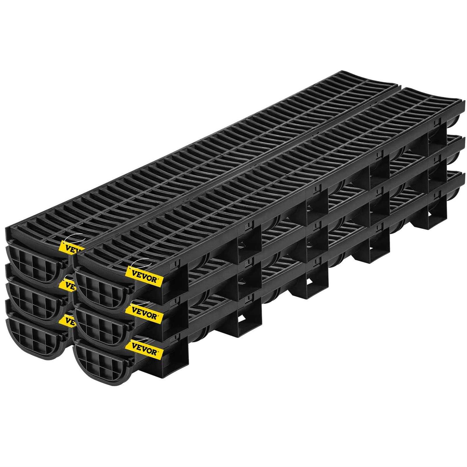 VEVOR Trench Drain System Channel Drain with Plastic Grate 5.9×5.1-Inch HDPE Drainage Trench PSLGM10010062P7QMV0 - Zenithce