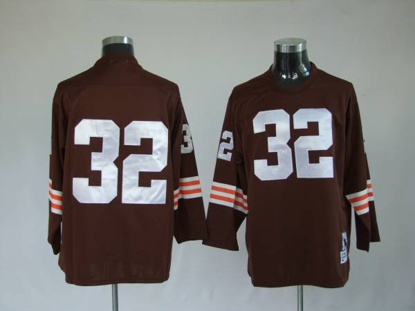 Mitchell Ness Browns #32 Jim Brown Brown Stitched Throwback Jersey - Zenithce