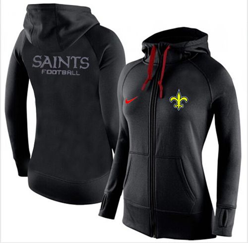 Women's Nike New Orleans Saints Full-Zip Performance Hoodie Black - Zenithce