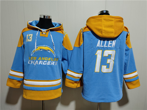 Los Angeles Chargers #13 Keenan Allen Blue Ageless Must-Have Lace-Up Pullover Hoodie - Zenithce