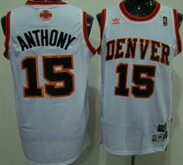 Denver Nuggets #15 Carmelo Anthony White Swingman Throwback Jersey - Zenithce