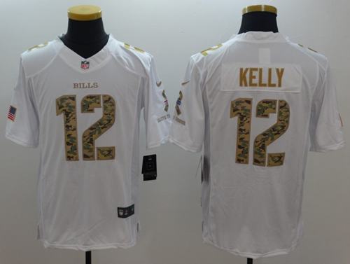 Bills #12 Jim Kelly White Stitched Limited Salute To Service Nike Jersey - Zenithce