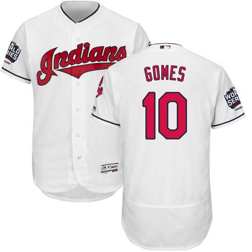 Indians #10 Yan Gomes White Flexbase Authentic Collection 2016 World Series Bound Stitched Jersey - Zenithce