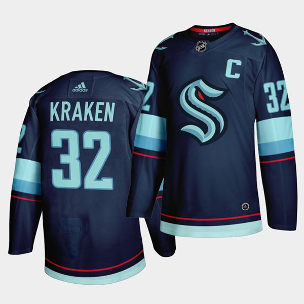 Seattle Kraken Primary Logo #32 Navy Stitched Jersey - Zenithce
