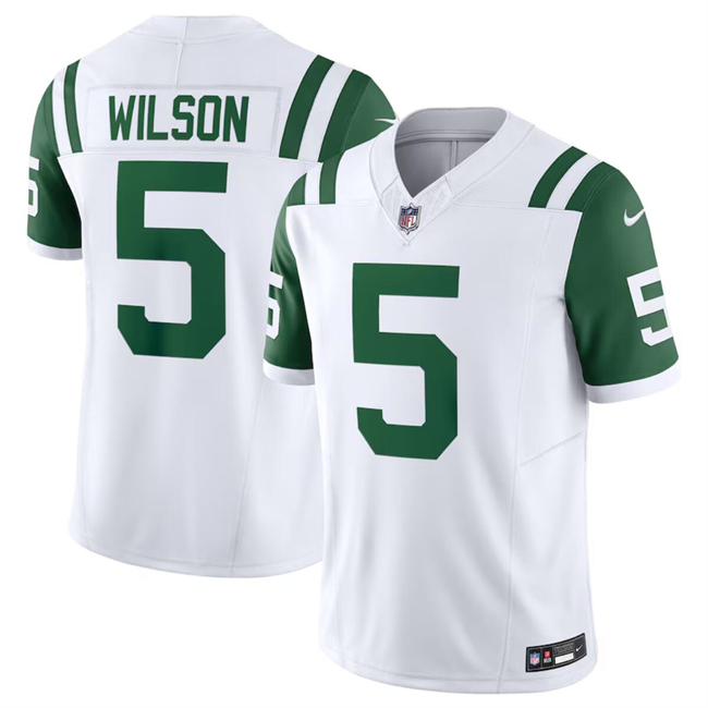 New York Jets #5 Garrett Wilson White Classic Alternate Vapor F.U.S.E. Limited Stitched Jersey - Zenithce
