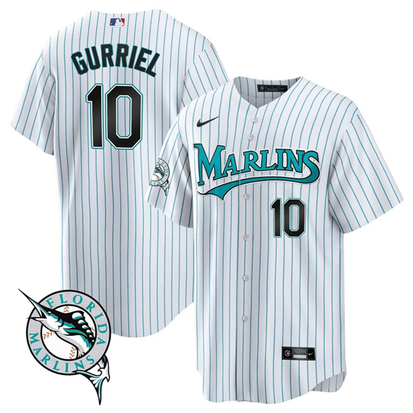 Miami Marlins #10 Yulieski Gurriel White Cool Base Stitched Jersey - Zenithce