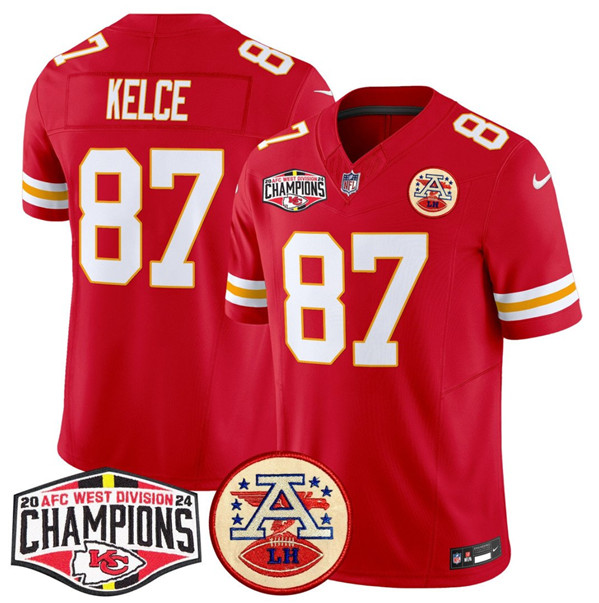 Kansas City Chiefs #87 Travis Kelce Red F.U.S.E. 2024 AFC West Division Champions Vapor Limited Stitched Jersey - Zenithce