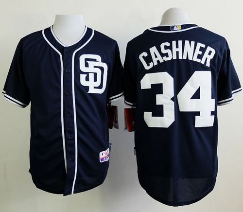 Padres #34 Andrew Cashner Dark Blue Alternate 1 Cool Base Stitched Jersey - Zenithce