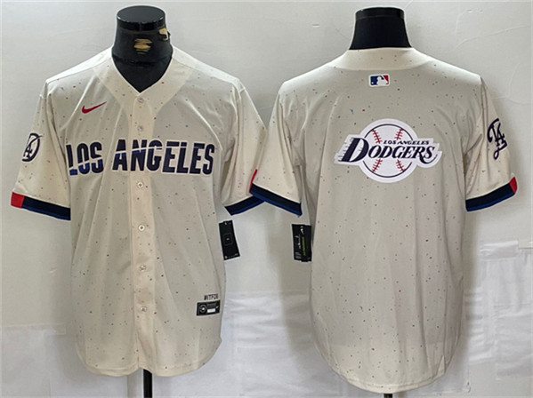 Los Angeles Dodgers Team Big Logo Cream Stitched Jersey - Zenithce
