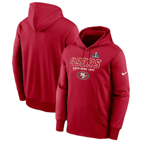San Francisco 49ers Scarlet Super Bowl LVIII Iconic Pullover Hoodie - Zenithce