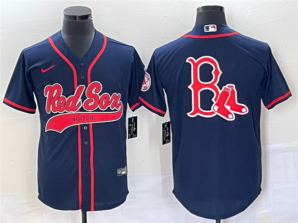 Boston Red Sox Blank Navy With Logo In Back Cool Base Stitched Jersey - Zenithce