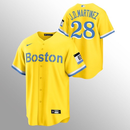Boston Red Sox #28 J.D. Martinez Gold 2021 City Connect Stitched Jersey - Zenithce