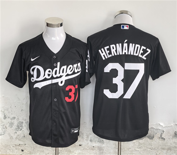 Los Angeles Dodgers #37 Teoscar Hernández Black Cool Base Stitched Jersey - Zenithce