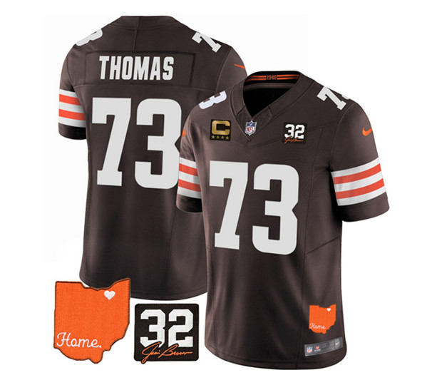 Cleveland Browns #73 Joe Thomas Brown 2023 F.U.S.E. With Jim Brown Memorial Patch And 4-Star C Patch Vapor Untouchable Limited Stitched Jersey - Zenithce