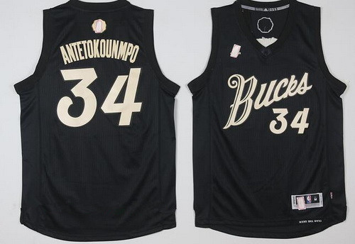 Milwaukee Bucks #34 Giannis Antetokounmpo adidas Black 2016 Christmas Day Stitched Swingman Jersey - Zenithce