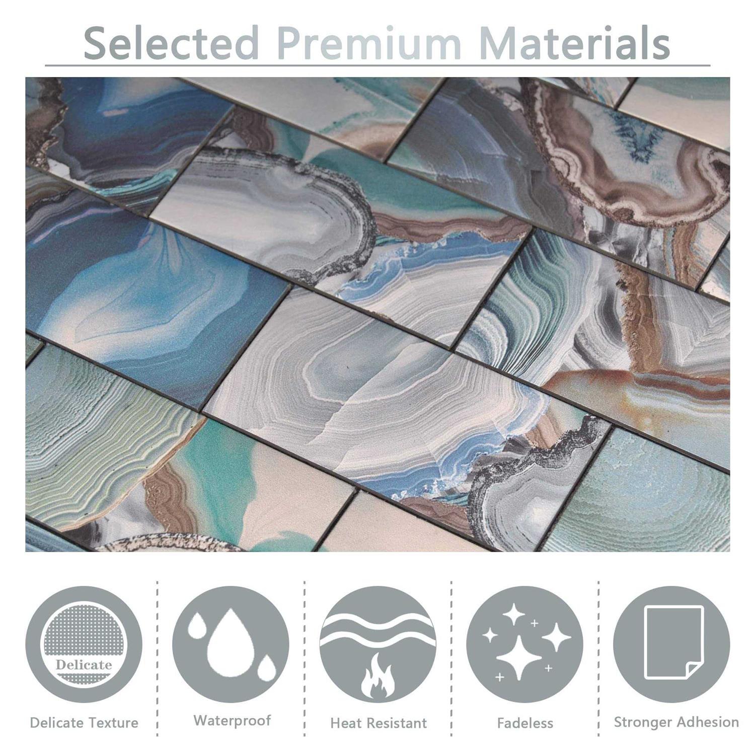 Kieacia 10-Sheet Peel and Stick Backsplash Tiles for Kitchen PVC Marble Self-Adhesive Tile - Zenithce