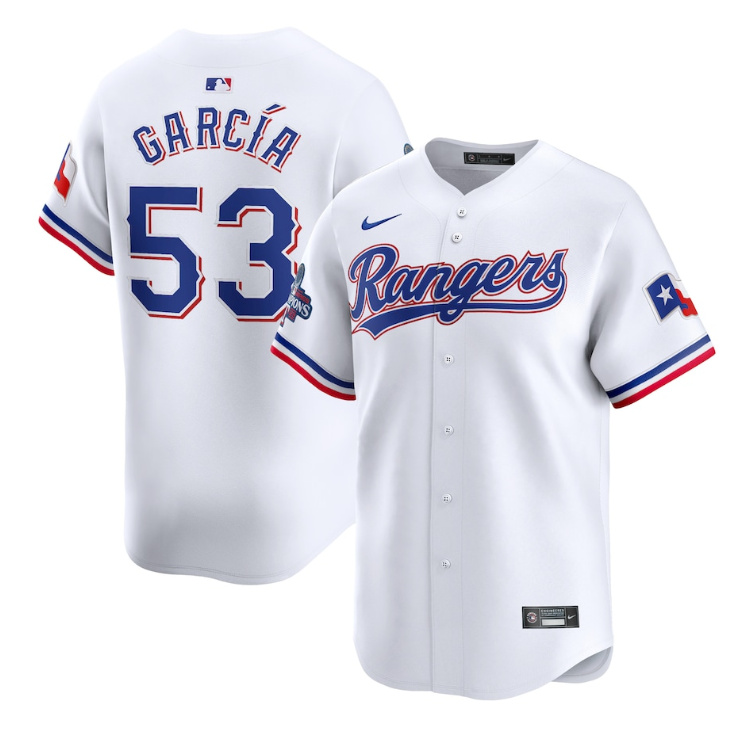 Texas Rangers #53 Adolis García White 2023 World Series Champions Stitched Jersey - Zenithce