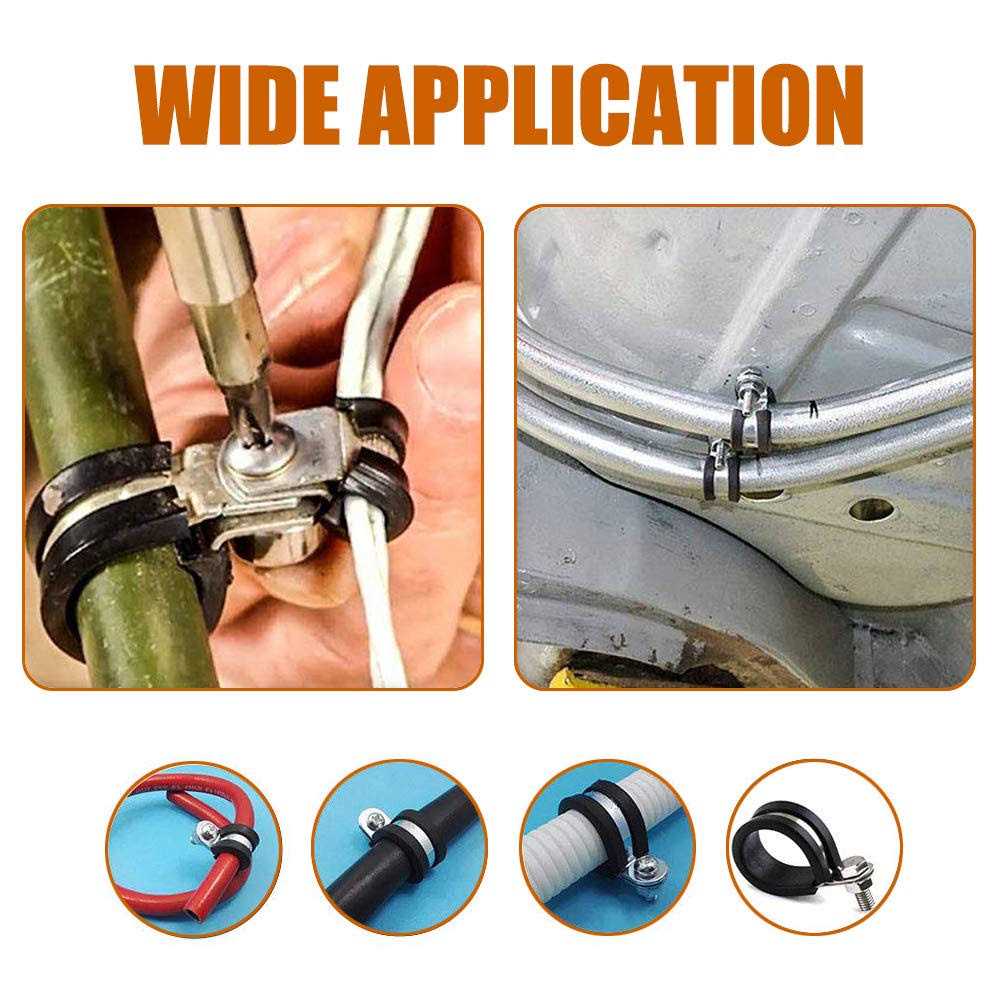 ISPINNER 12 Pack Rubber Cushioned Stainless Steel Cable Clamp - Zenithce