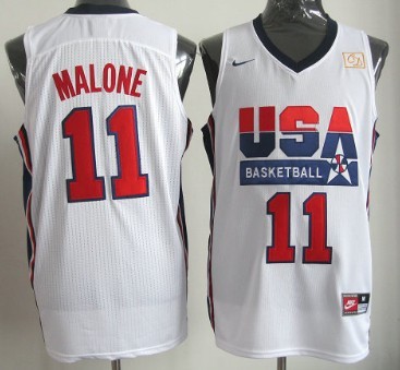 1992 Olympics Team USA #11 Karl Malone White Swingman Jersey - Zenithce