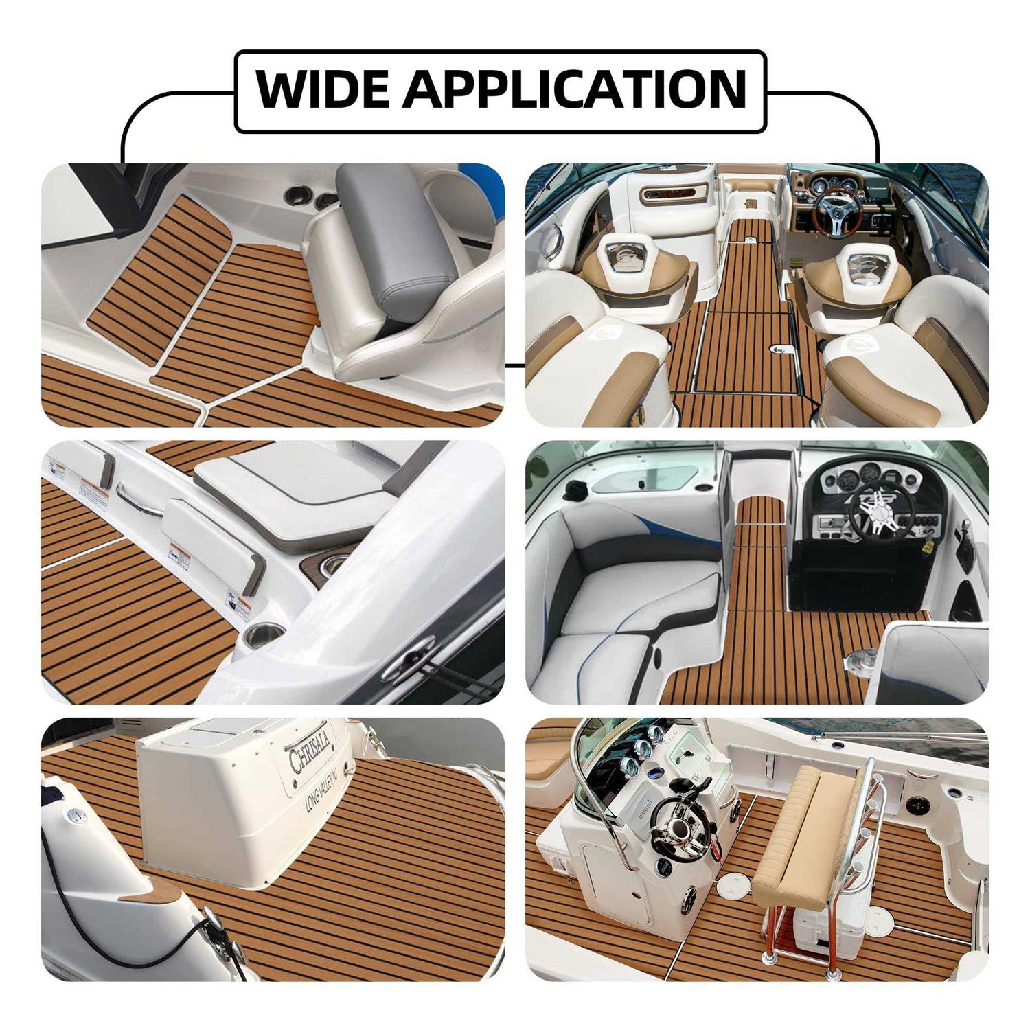 FOCEAN Boat Flooring EVA Foam Boat Decking Faux Teak Marine Flooring Boat Mat Boat Carpet Sheet for Motorboat RV Yacht Kayak Surfboard - Zenithce