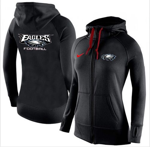 Women's Nike Philadelphia Eagles Full-Zip Performance Hoodie Black - Zenithce