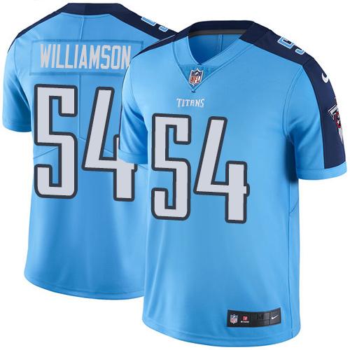 Titans #54 Avery Williamson Light Blue Stitched Limited Rush Nike Jersey - Zenithce