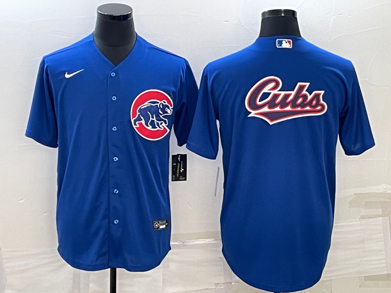 Chicago Cubs Royal Team Big Logo Cool Base Stitched Jersey - Zenithce