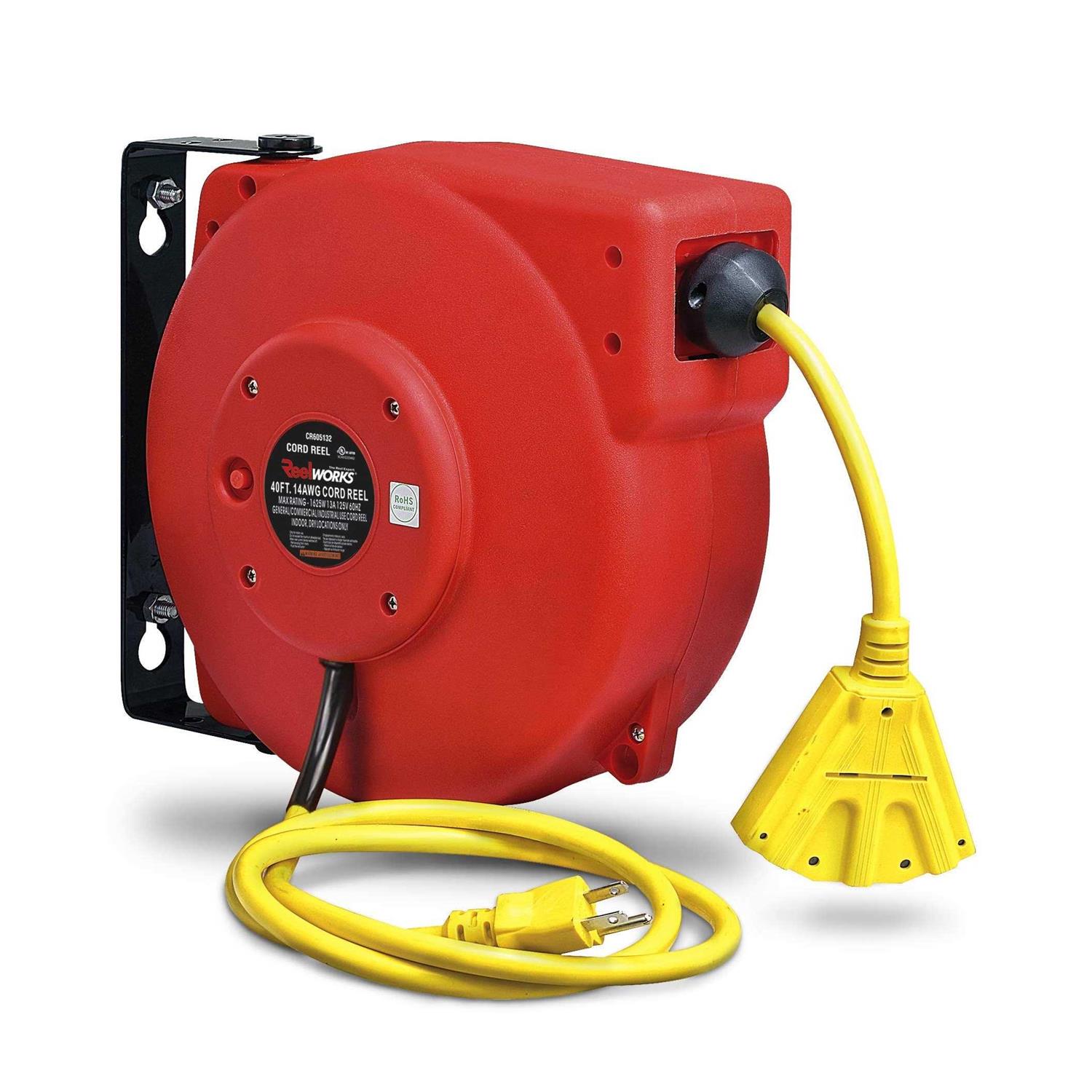 ReelWorks 80 ft. Retractable Extension Cord Reel TRI-GUR022 - Zenithce