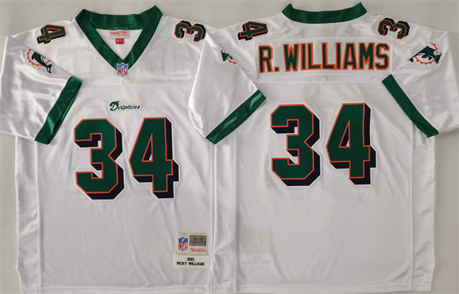 Miami Dolphins #34 Ricky Williams White Throwback Stitched Football Jersey - Zenithce
