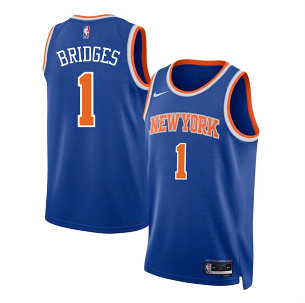 New York Knicks #1 Mikal Bridges Blue Icon Edition Swingman Stitched Jersey - Zenithce