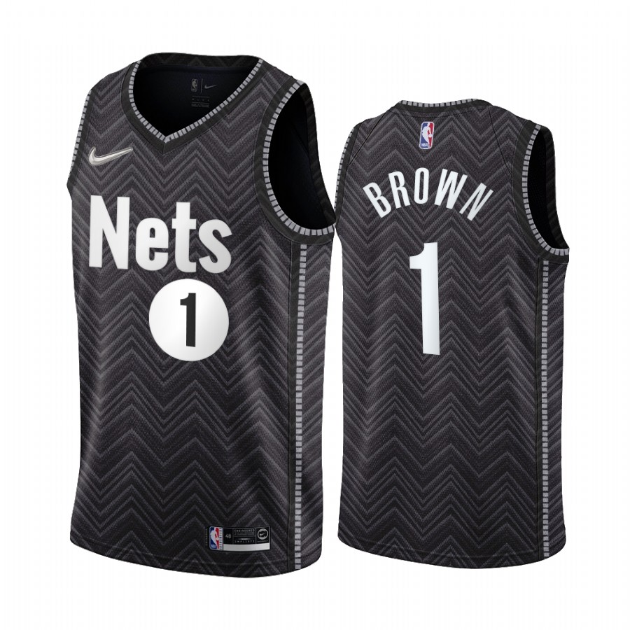 Brooklyn Nets #1 Bruce Brown Black Swingman 2020-21 Earned Edition Jersey - Zenithce