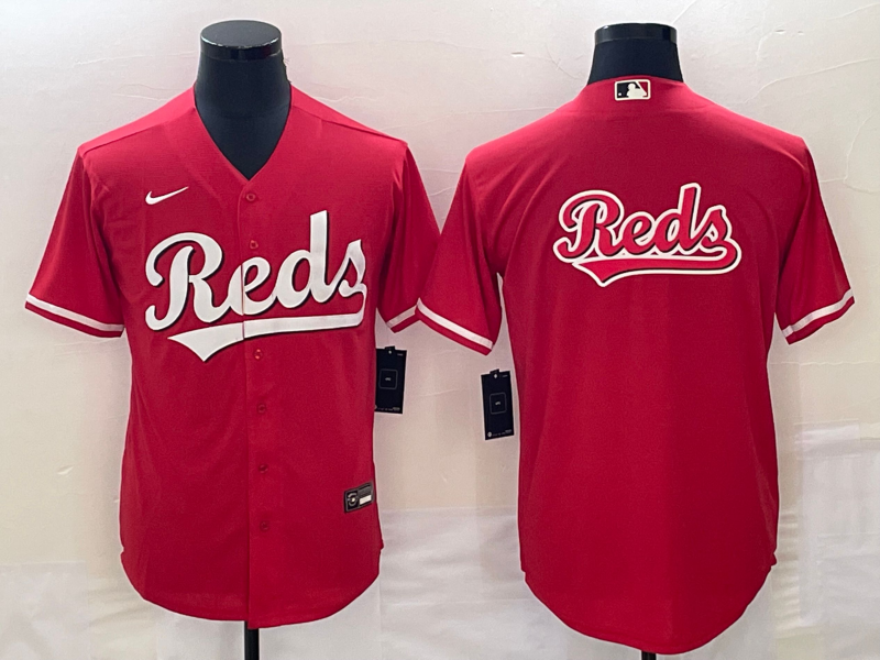 Cincinnati Reds Red Team Big Logo Cool Base Stitched Jersey - Zenithce