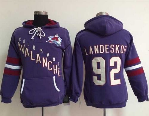 Colorado Avalanche #92 Gabriel Landeskog Purple Women's Old Time Heidi NHL Hoodie - Zenithce