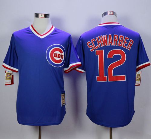 Cubs #12 Kyle Schwarber Blue Cooperstown Stitched Jersey - Zenithce