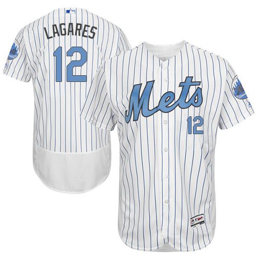 Mets #12 Juan Lagares White(Blue Strip) Flexbase Authentic Collection 2016 Father's Day Stitched Jersey - Zenithce