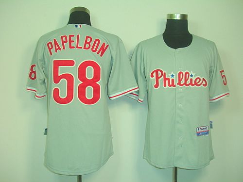 Phillies #58 Jonathan Papelbon Grey Cool Base Stitched Jersey - Zenithce