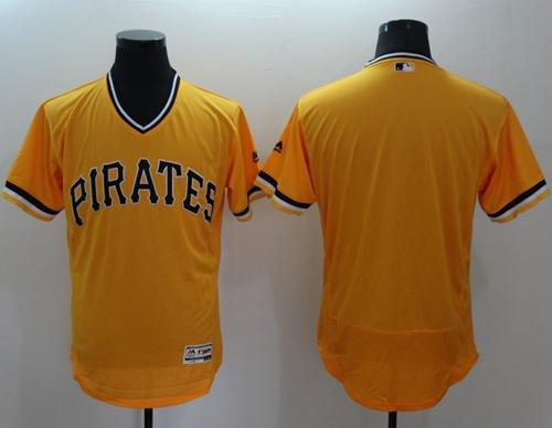 Pirates Blank Gold Flexbase Authentic Collection Stitched Jersey - Zenithce
